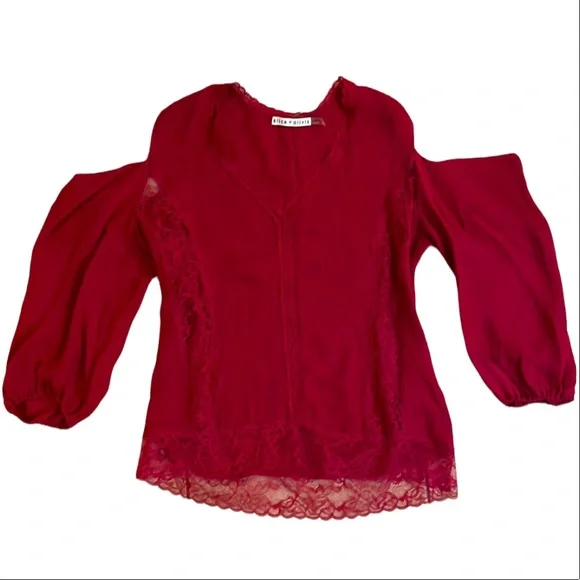 Alice + Olivia Farah Lace Cold Shoulder S - Picture 3 of 5